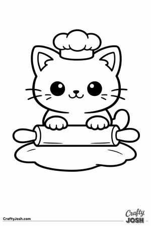 Kawaii cat rolling pin dough