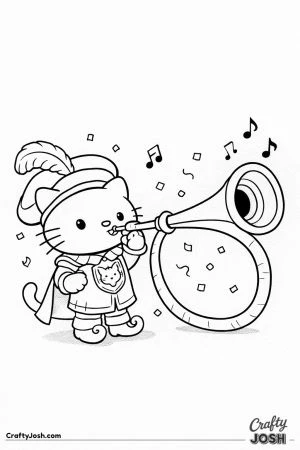 Kawaii cat royal herald looping trumpet