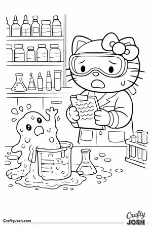 Kawaii cat scientist experiment gone wrong