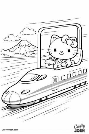 Kawaii cat shinkansen mount fuji