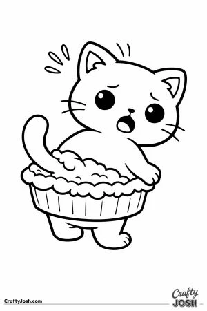 Kawaii cat sitting in pie