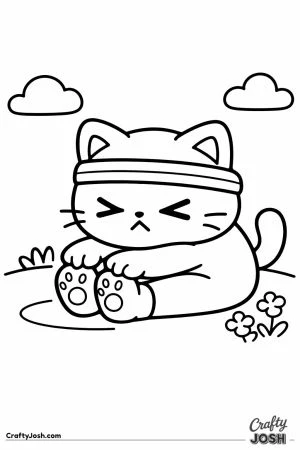 Kawaii cat stretching toes