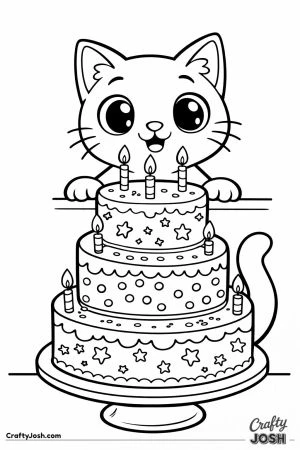 Kawaii cat three tier celebration cake