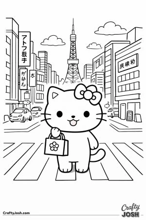 Kawaii cat tokyo crossing street