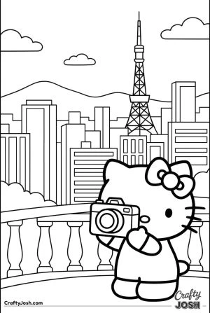 Kawaii cat tokyo skyline viewpoint