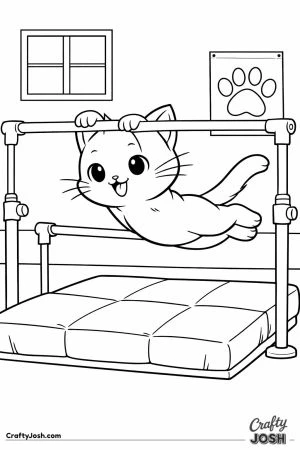 Kawaii cat uneven bars full swing