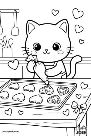 Kawaii cat valentines heart cookies