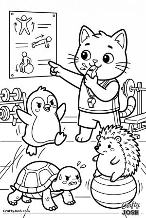 Kawaii cat vet bandaging rabbit owner watching