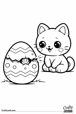 Kawaii cat watching easter egg hatch 2