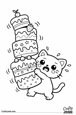 Kawaii cat wobbling cake stack
