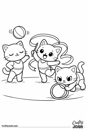 Kawaii cats group rhythmic routine