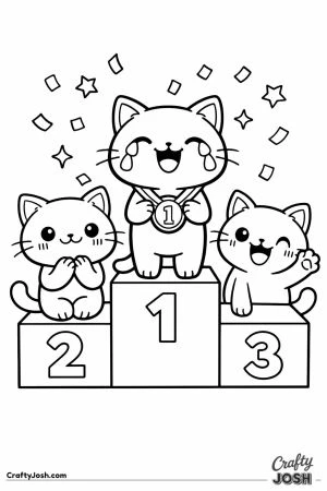 Kawaii cats medal podium ceremony