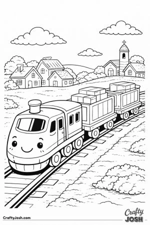 Kawaii freight train carrying toy blocks