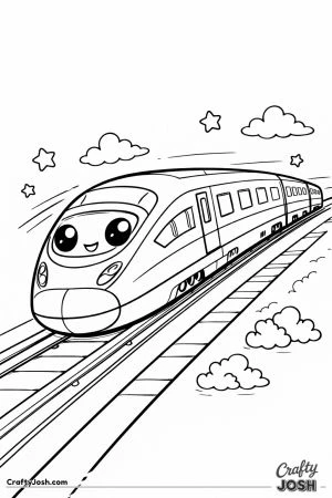 Kawaii smiling bullet train