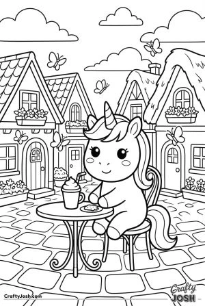 Kawaii unicorn village cafe