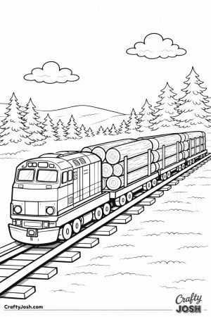 Logging freight train carrying timber