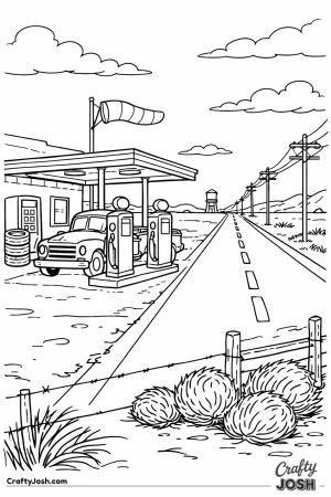 Lonely highway gas station plains