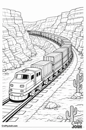 Long freight train curving through canyon