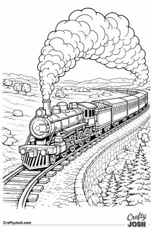 Luxury express steam train on scenic railway