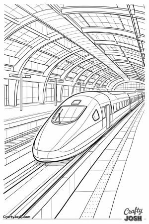 Maglev train entering futuristic station