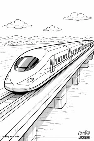 Maglev train floating above guideway
