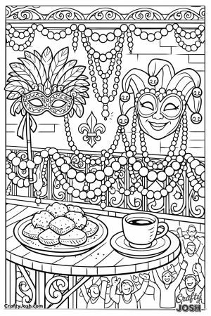 Mardi gras balcony masks beads