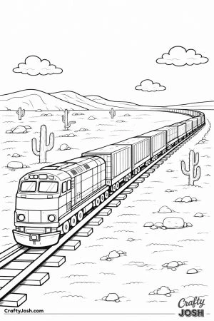 Mile long freight train in desert