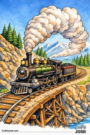 Mogul narrow gauge steam train on mountain track