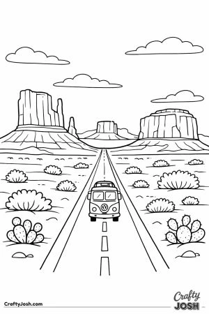 Monument valley desert road camper