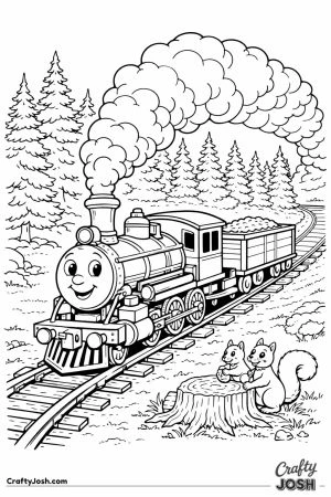 Mountain steam train with big steam clouds