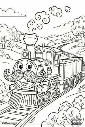 Mustache cartoon train