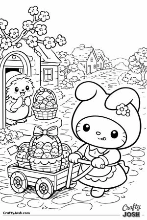 My melody cat easter basket delivery cart