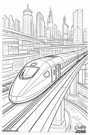 Next generation bullet train in futuristic city