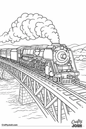 Northern passenger steam train crossing steel bridge