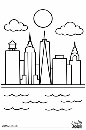 Nyc skyline across river simple