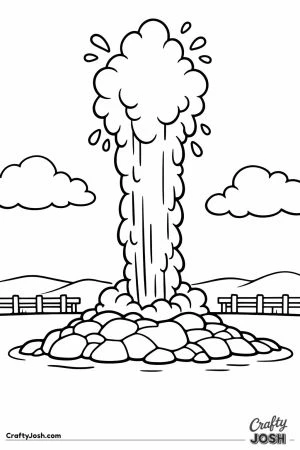 Old faithful geyser erupting simple