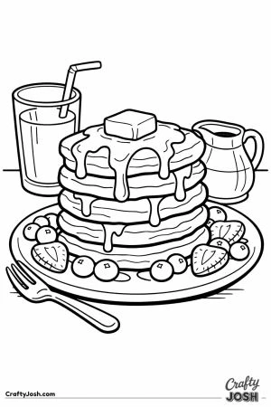 Pancake stack syrup berries breakfast