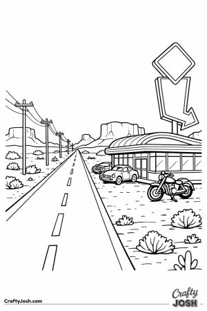 Route 66 roadside diner desert