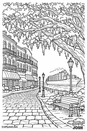 Savannah riverfront spanish moss oaks