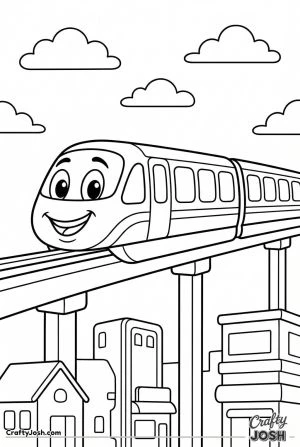 Silly monorail cartoon train
