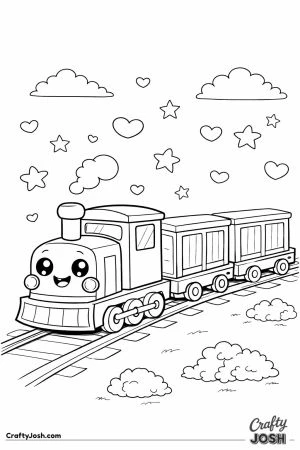 Smiling cargo train with hearts