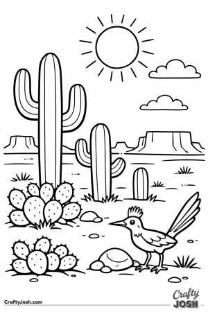 Southwest desert saguaro roadrunner