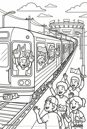 Sports fans on city train