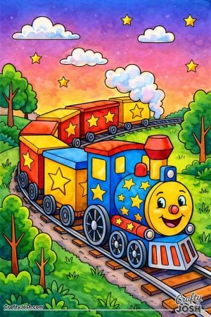 Star decorated cartoon train