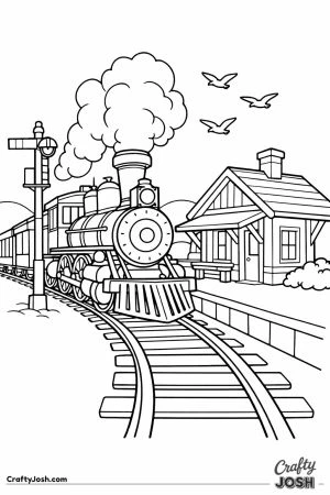 Steam train arriving at small country train station