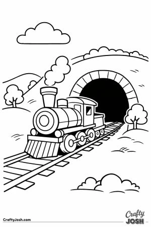 Steam train entering mountain railway tunnel