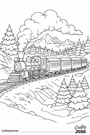 Steam train journey through snowy mountains