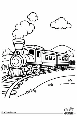 Steam train pulling passenger cars on curved track