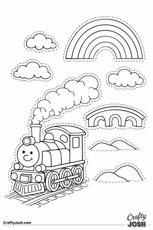 Steam train rainbow bridge cut out craft