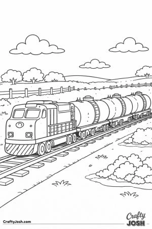 Tanker freight train in rural landscape